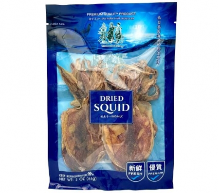 3Ladies* Frz Dried Squid w/ Skin < 2-inch > 30*3oz